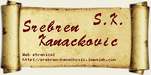 Srebren Kanačković vizit kartica